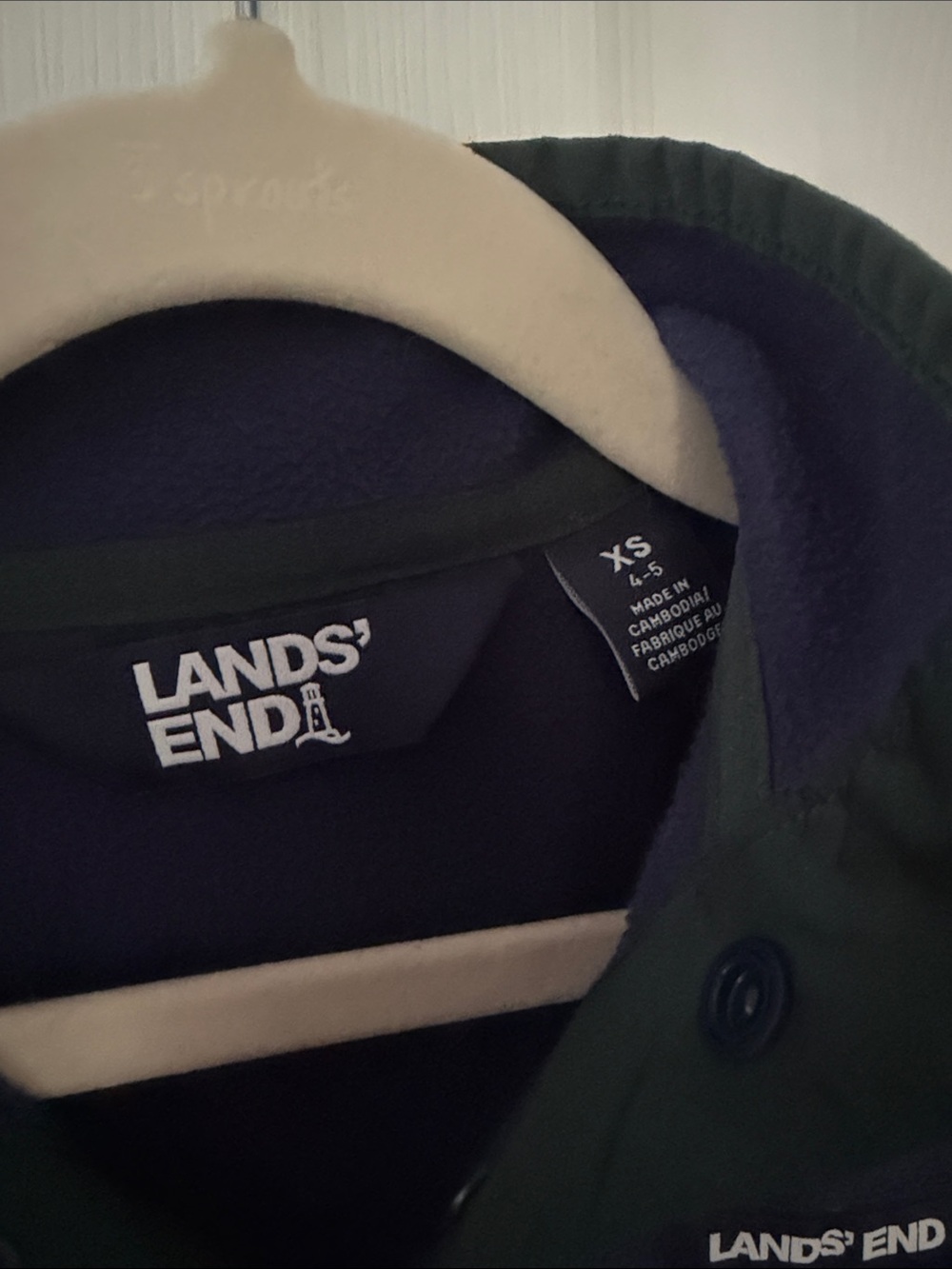 Lands' End Navy Fleece Snap-Front Pullover - Picture 2 of 3
